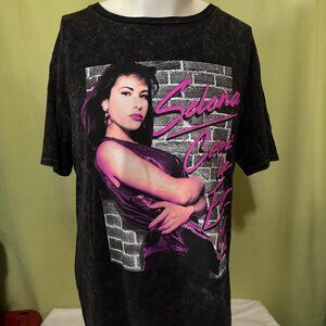 Selena Como La Flor Bidi Bidi Bom Bom I Could Fall Black Tye Dye Shirt Large
